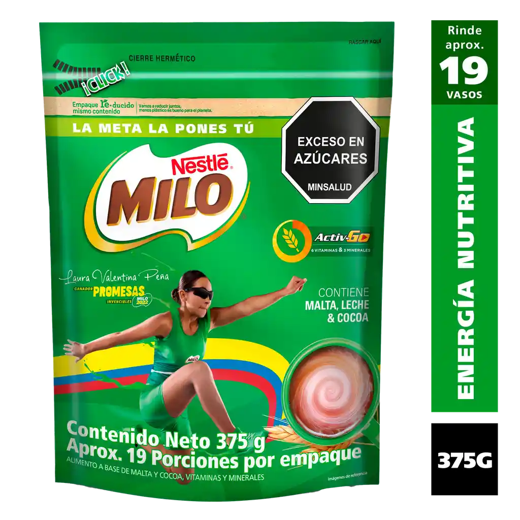 Bebida achocolatada con malta MILO ACTIV-GO x 375g