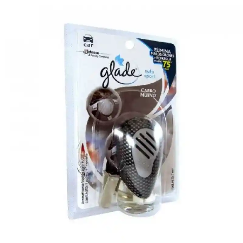 Glade ambientador carro líquido carro nuevo  unidad + 1 repuesto, 7ml