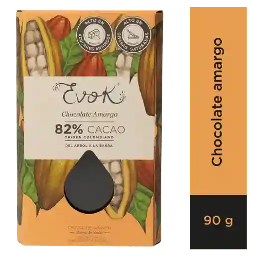 Evok Barra De Chocolate 82% Cacao