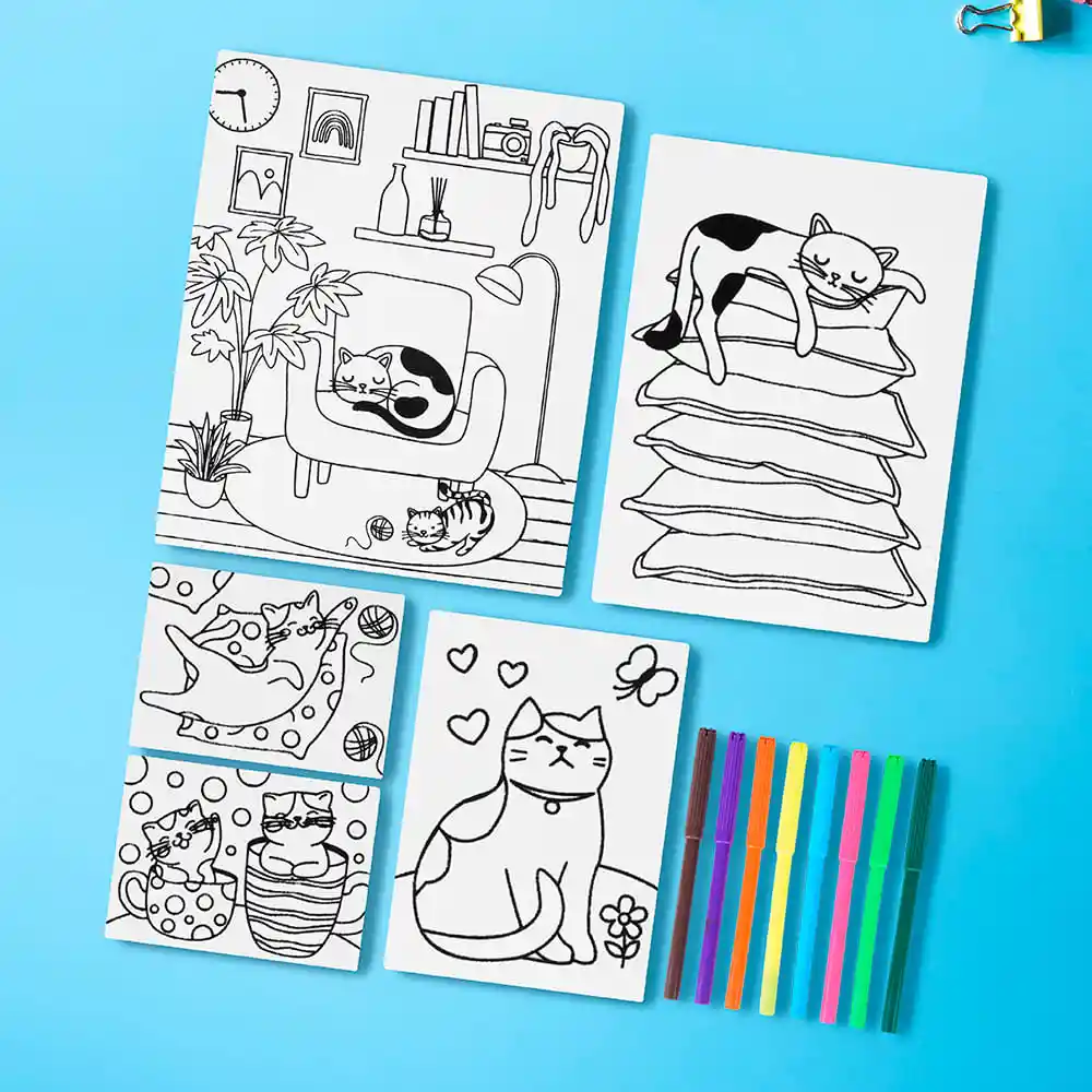 Miniso Set Para Colorear Velvet Plumones Gato