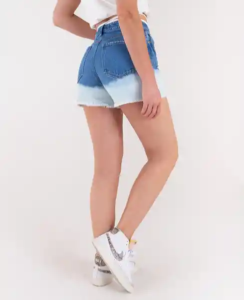 Short De Denim Con Degradé Azul Indigo Medio Talla 4 Mujer Naf Naf