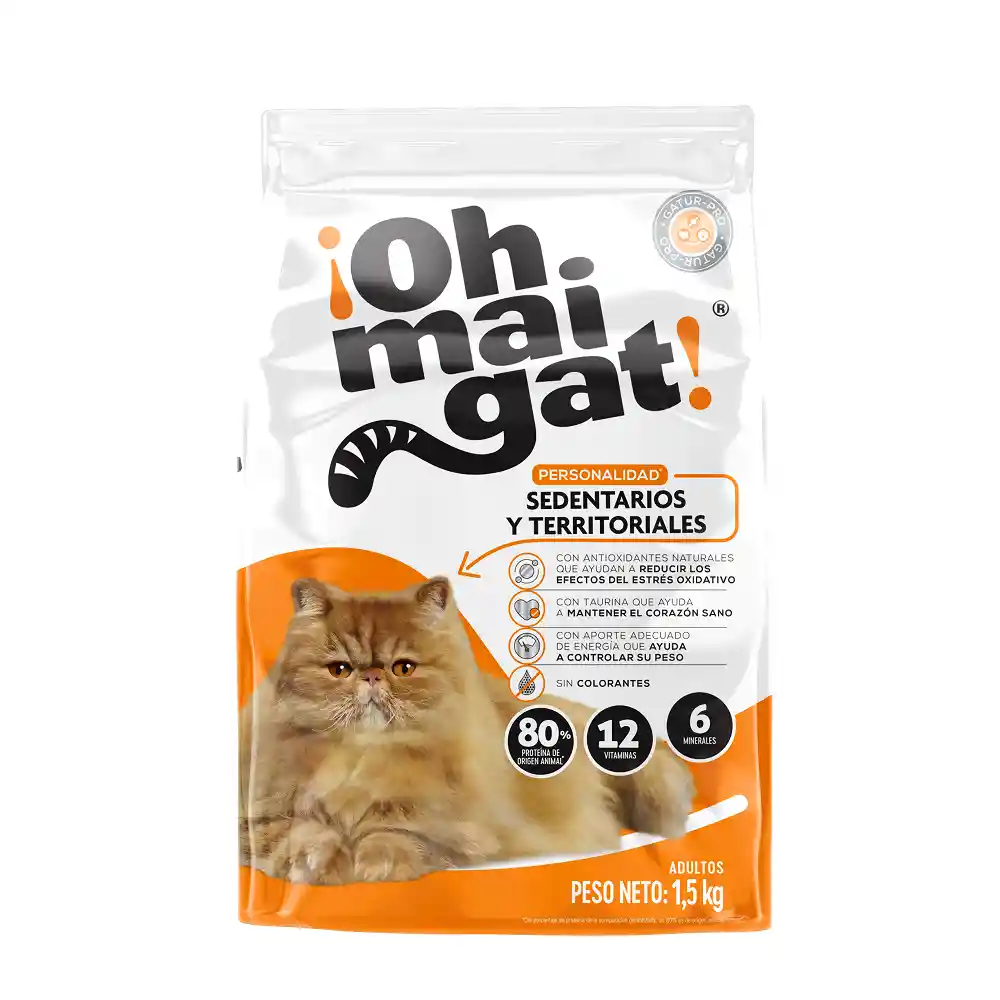 Ohmaigat Alimentos para Gato Adulto Sedentarios  1,5kg