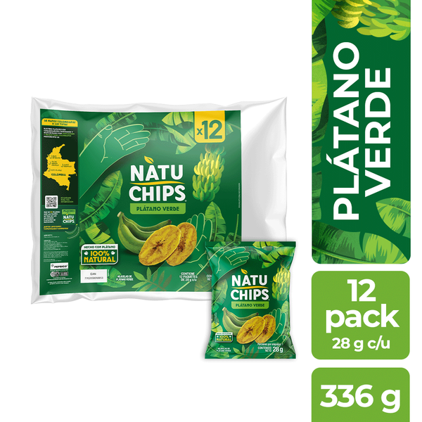 Natuchips Plátano Verde 12 Unidades 336g