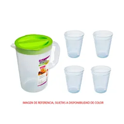 Jarra Caribe 4,5 Litros Con 4 Vasos De 0,4 Litros Np