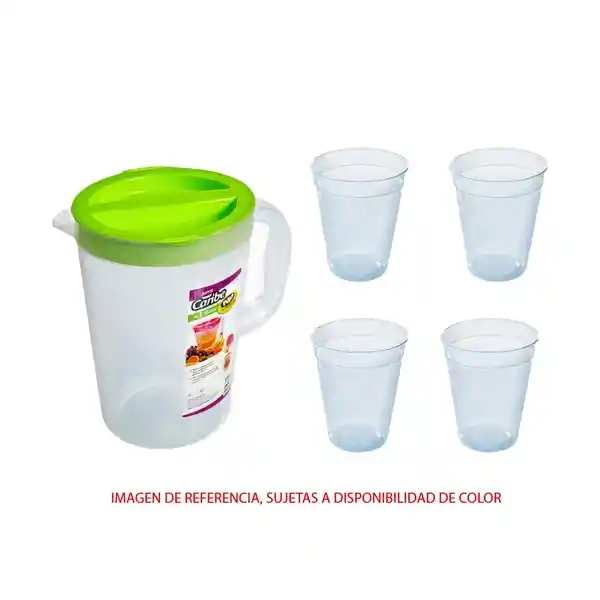 Jarra Caribe 4,5 Litros Con 4 Vasos De 0,4 Litros Np