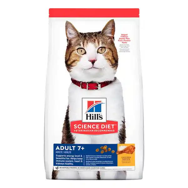 Hills Alimento Adult 7+ Saludable Gato Senior Fibras Naturales