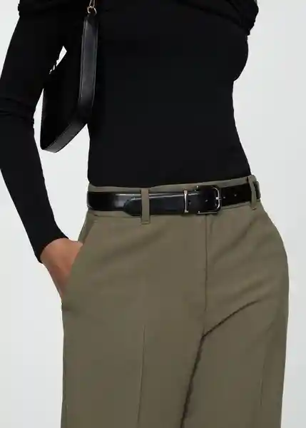 Pantalón Carlos Khaki Talla 40 Mujer Mango