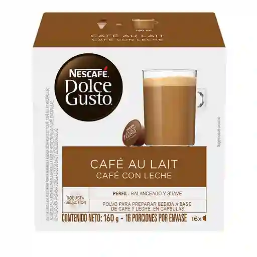 Cápsulas de Café con Leche NESCAFÉ DOLCE GUSTO Au Lait x 160g