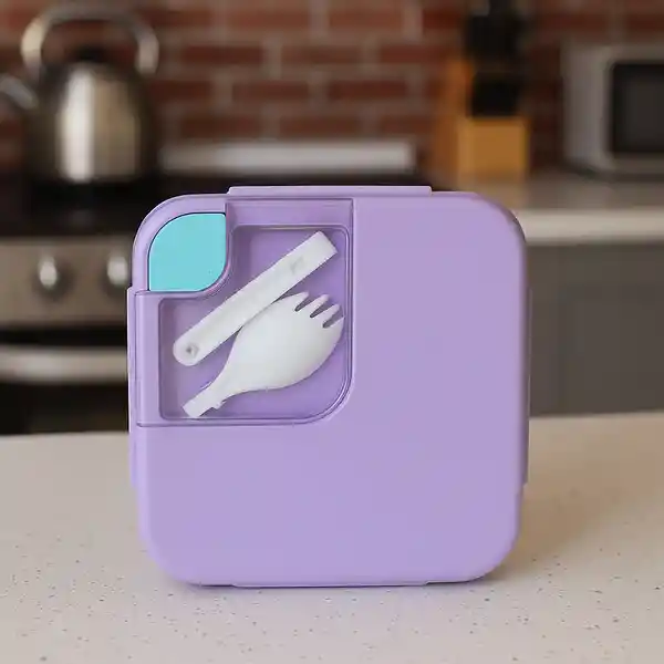 Contenedor Para Alimentos Compartimentos Morado y Verde Miniso