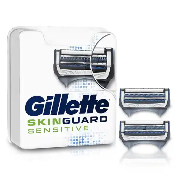 GILLETTE Skinguard Repuestos Cuchilla de Afeitar Máquina de Afeitar Hombre con Piel Sensible Menos Irritación 2 Uds