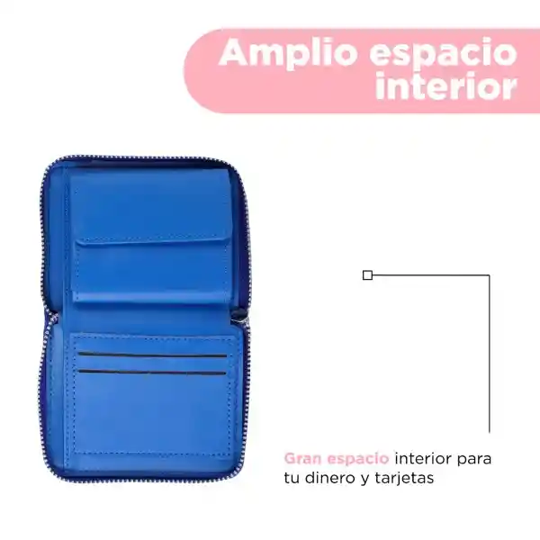 Cartera Corta Para Mujer Tipo Charol Azul Miniso