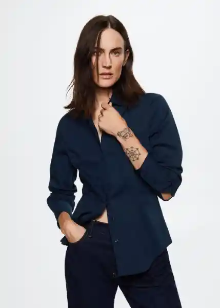 Camisa Sofia Navy Talla S Mujer Mango