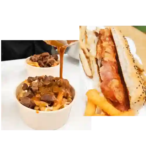 Combo Poutine Carne / Choripan de Queso