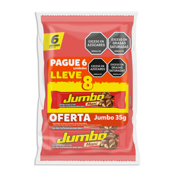 Chocolatina Jumbo mani pague 6 lleve 8 8 x 35 g