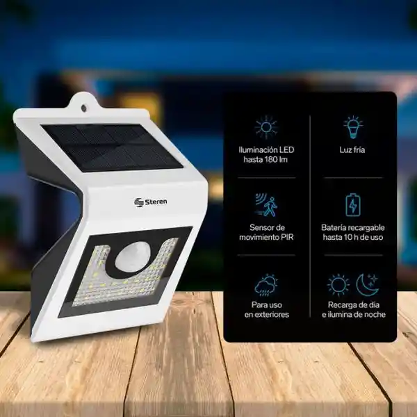 Steren Mini Lámpara Led Solar Con Sensor de Movimiento