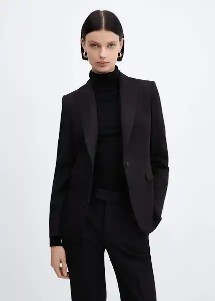 Blazer Americana Boreal Negro Talla 52 Mujer Mango