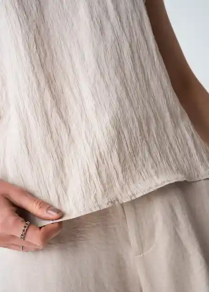 Camisa Luli Mujer Beige Escarcha Claro Talla M 513G398 Naf Naf