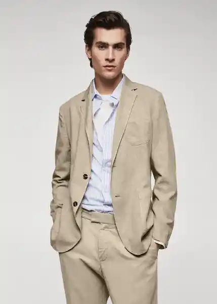 Blazer Americana Delave Beige Talla 52 Hombre Mango
