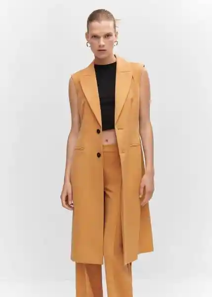 Chaleco Karibi-A Ocre Talla XL Mujer Mango