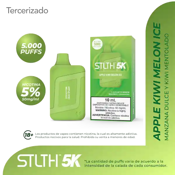 STLTH 5K Vape - Apple Kiwi Melon Ice - 5000 puff (5%)