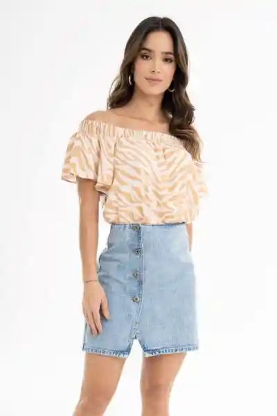 Regged Falda Creta Denim Color Azul Medio Talla 8