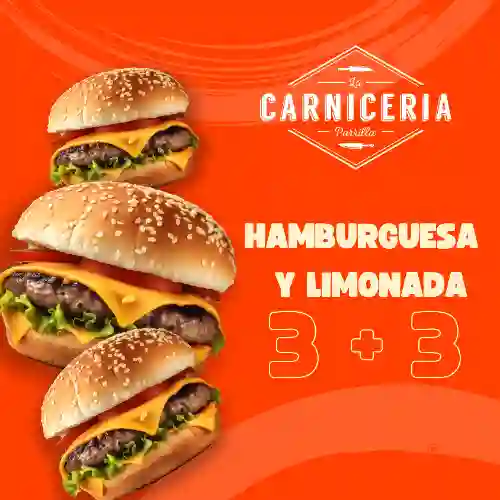 Hamburguesa 3 + 3 Limonada