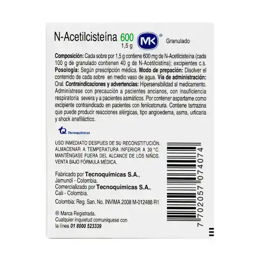 N-Acetilcisteína Sobre Granulado (600 mg)