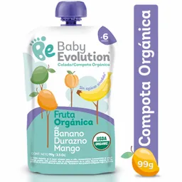 Baby Evolution Compota Orgánica Sabor a Banano, Durazno y Mango