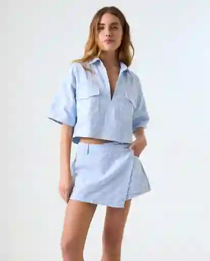 Camisa Mujer Azul Talla M 612G002_AZU144115 Americanino