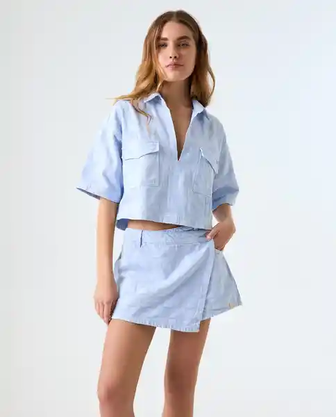 Camisa Mujer Azul Talla M 612G002_AZU144115 Americanino