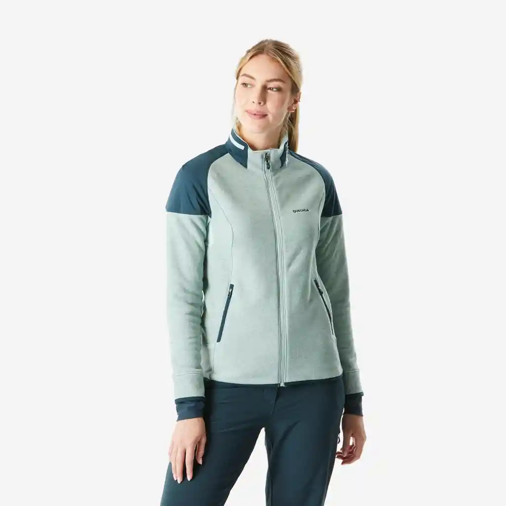 Chaqueta Polar Cálida de Senderismo Para Mujer Mh500 Mountain Verde