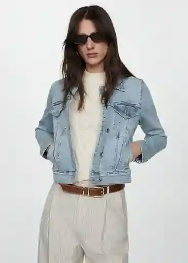Chaqueta Cazadora Vicky Tejano Claro Talla M Mujer Mango