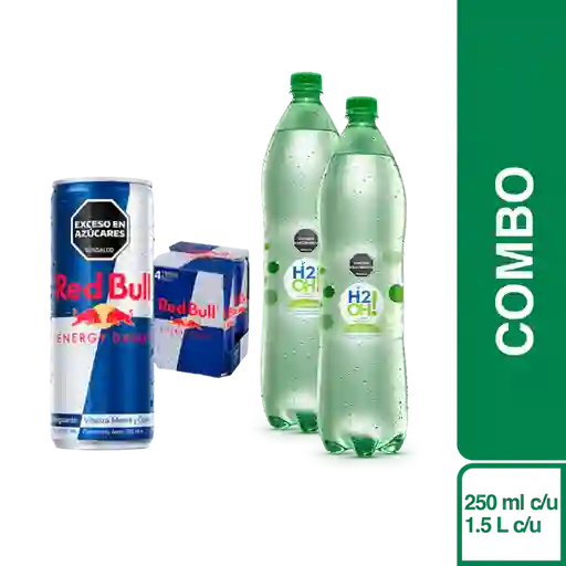 Combo H2OH Lima Limón 1.5 L x 2 Und + Red Bull 4 Und