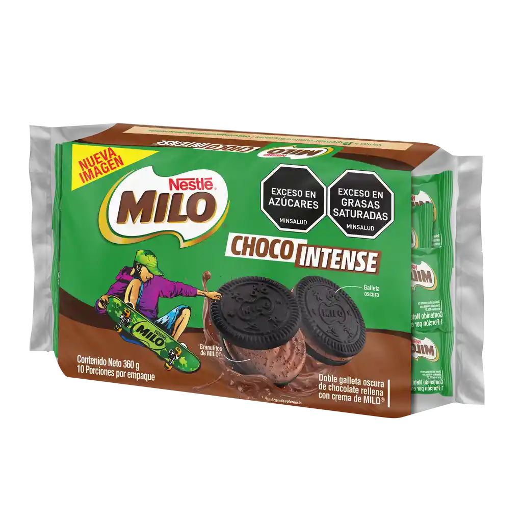 Galletas MILO Choco Intense con granulitos de MILO 10 Unds x 360g