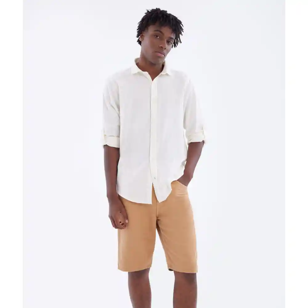 Camisa Manga Larga Textura Lino Hombre Seven Seven