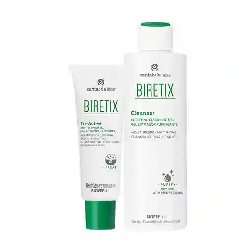 Biretix Kit Cuidado Piel Tri-Active Gel + Cleanser Gel Limpiador