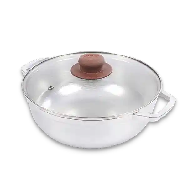 Universal Caldero Fundido + Tapa Vidrio 24 cm