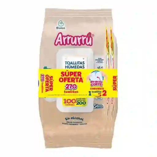 Toallitas Humedas Arrurru Avena y Karite (270 Und)