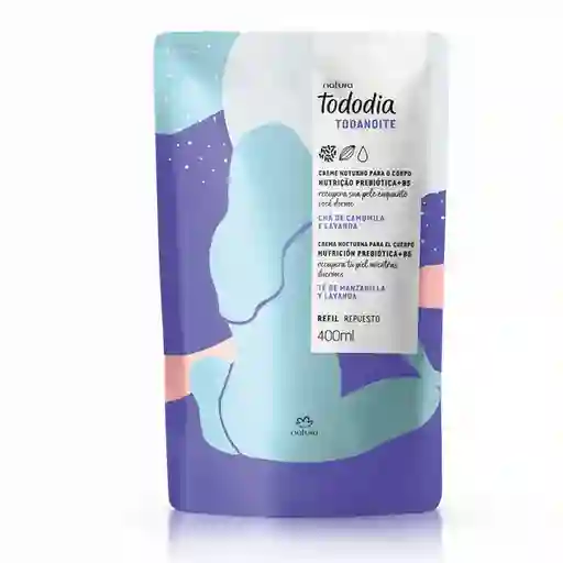Repuesto Crema Hidratante Nocturna té Manzanilla Lavanda Tododia