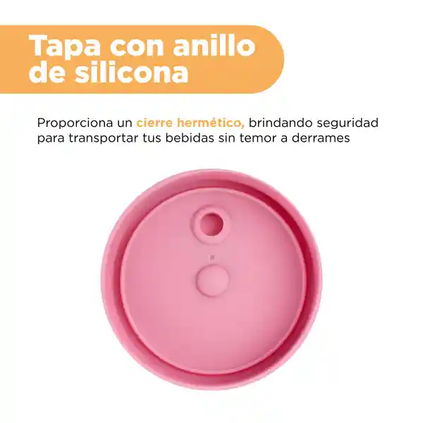 Vaso de Vidrio de Con Tapa de Silicona Rosa Miniso