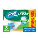 Toalla de Papel Desechable Scott Mega Absorb 45 Hojas 3 Und