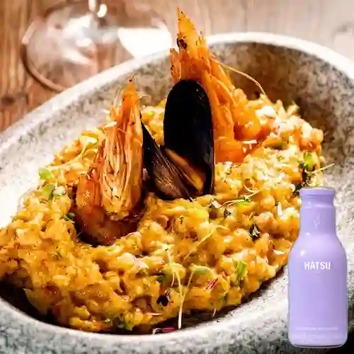 Combo Arroz Cremoso de Mariscos + Te Hatsu Lila 400 ml