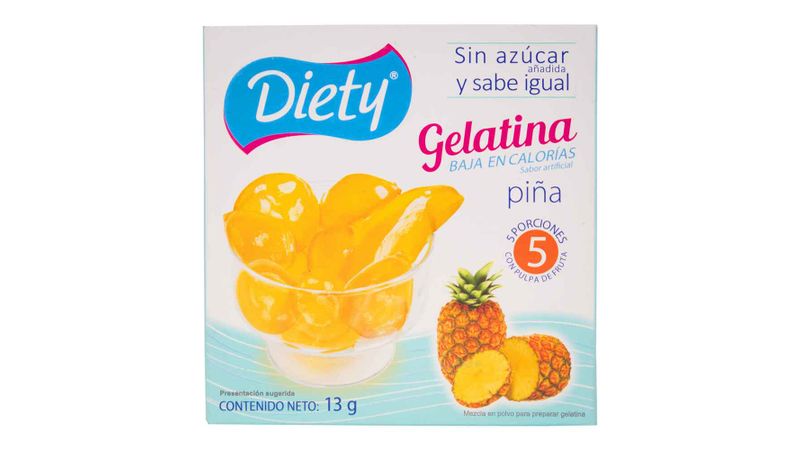 Diety Gelatina en Polvo Sabor Piña sin Azúcar 13 g