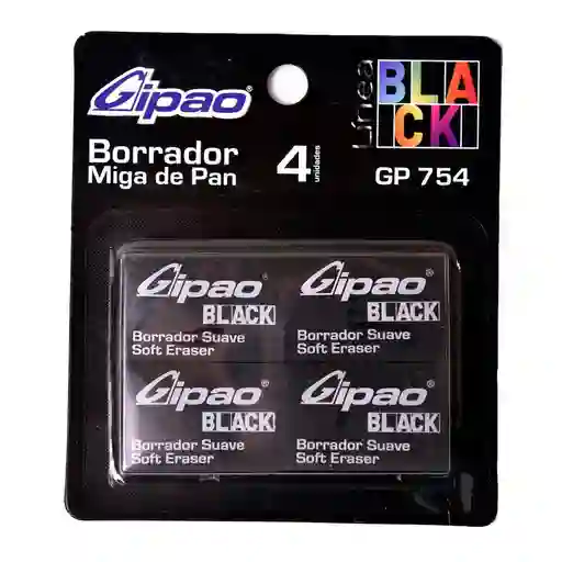 Kit Borrador X4 Negro Gipao