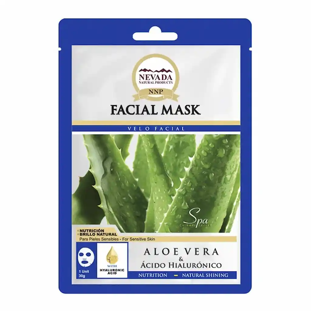Nevada Mascarilla Facial de Aloe Vera y Ácido Hialurónico