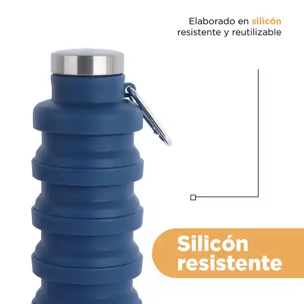 Botella de Silicona de Plegable Color Sólido Azul 500 mL Miniso