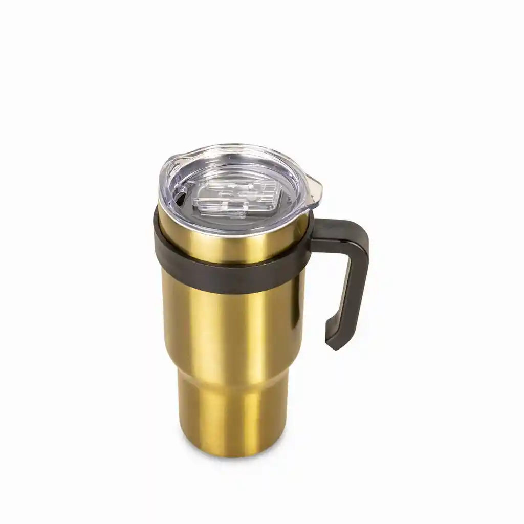 Termo Con Manija Doble Pared Dorado Ambiente Gourmet