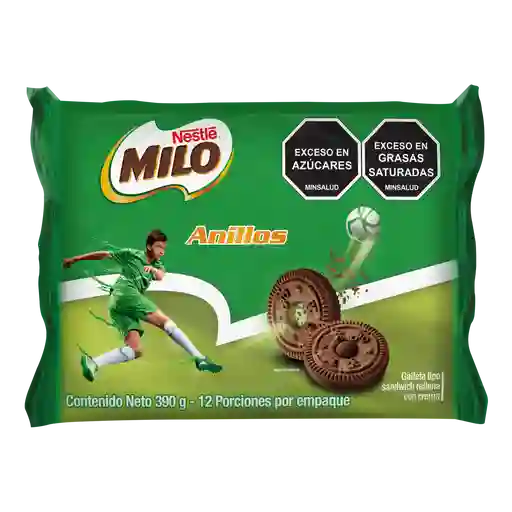 Galletas MILO Anillos rellenas con crema 12 Unds x 390g