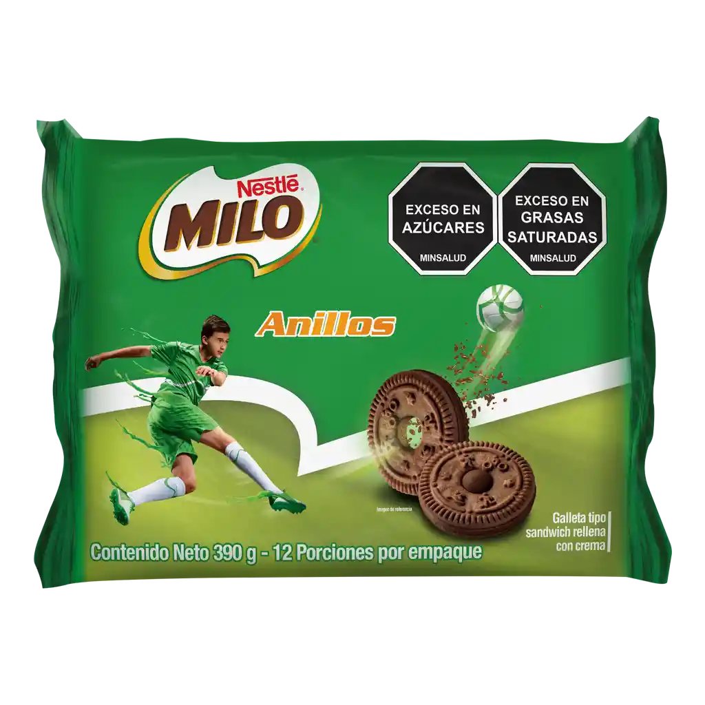 Galletas MILO Anillos rellenas con crema 12 Unds x 390g