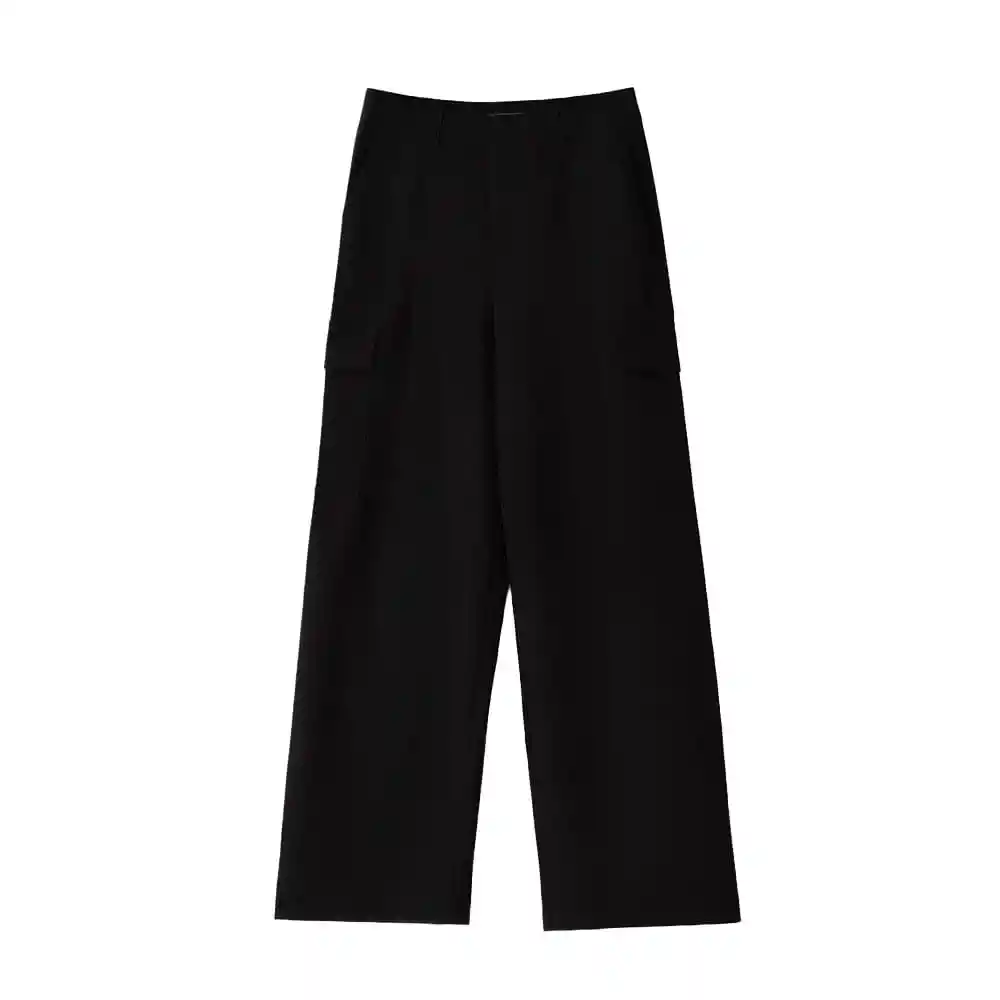 Pantalón Cargo Tiro Alto Con Bolsillos Femenino Louxaw Gef Talla 6